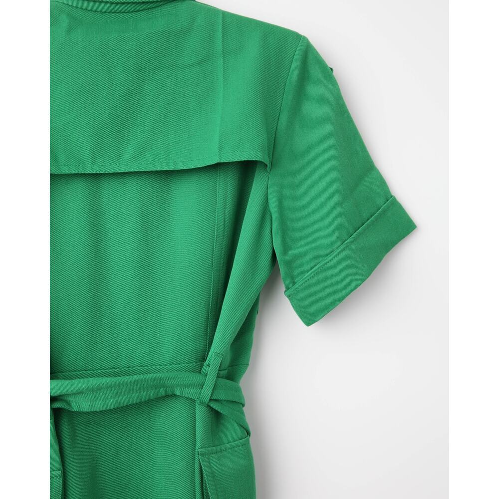 Victoria Beckham Belted Wool-gabardine Shirt Dress In Green - Picture 11 of 12